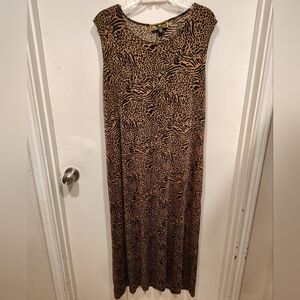 Mirasol Women's Sleeveless Animal Print Slinky Stretch Maxi Dress 1X Travel